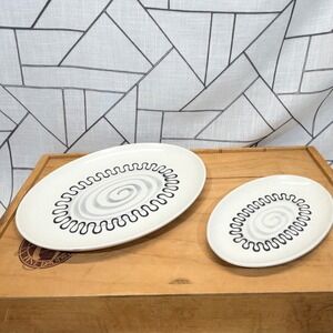 Metlox‎ Poppytrail Aztec Poppy MCM Oval Platter & Serving Dish Set California